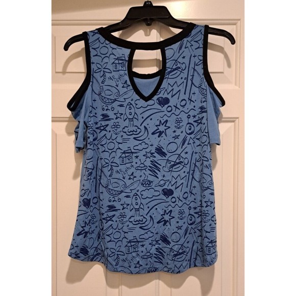 NWT STITCH Walt Disney World Park Cold Shoulder Blue T-Shirt Adult Small - Picture 2 of 7
